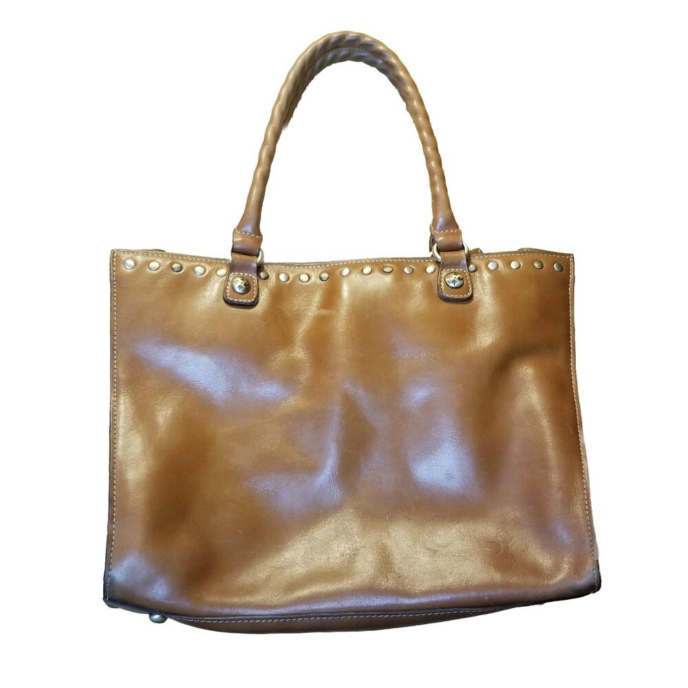 Patricia Nash Zancona Tote Brown Leather Shoulder Bag 14x10x4 Tan Suede Interior